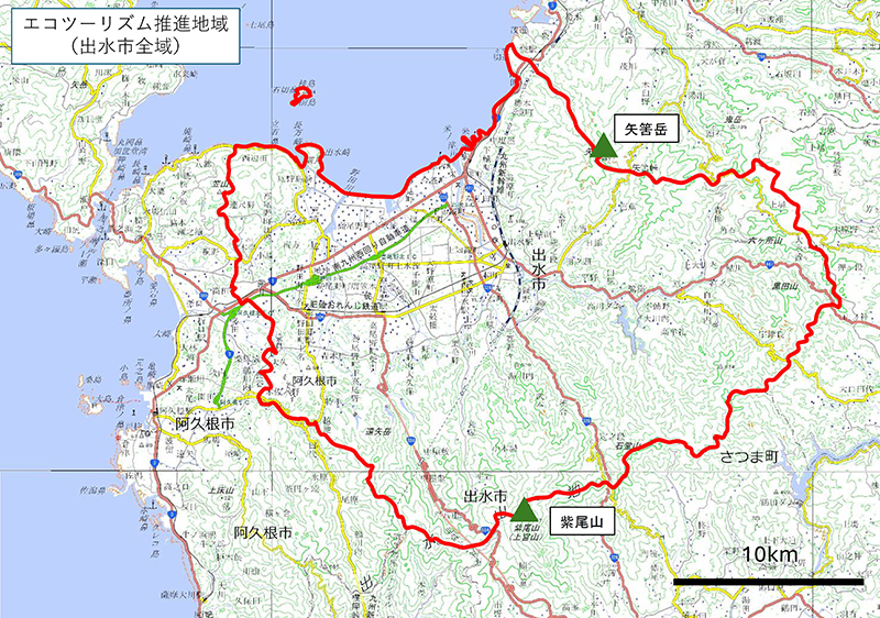 地図：エコツーリズム推進地域（出水市全域）